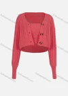 Wholesale Women's Casual Long Sleeve Plain Cable Knit Button Down Crop Cardigan - Liuhuamall