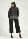 Wholesale Women's Collared Button Front Dual Pockets Long Sleeve Chevron Print Knitted Coat - Liuhuamall
