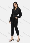 Wholesale Women's V Neck Lantern Sleeve Zipper Slim Waist Plain Casual Jumpsuit 2213# - Liuhuamall