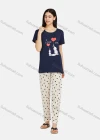 Wholesale Women's Lounge Soft Short Sleeve Cartoon Print T-shirt & Heart Print Pant Pajama Sets - Liuhuamall