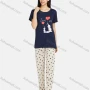 Wholesale Women's Lounge Soft Short Sleeve Cartoon Print T-shirt & Heart Print Pant Pajama Sets preview