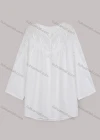 Wholesale Women's Casual Long Sleeve Notched Neck Oversized Lace Blouse - Liuhuamall