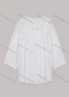 Wholesale Women's Casual Long Sleeve Notched Neck Oversized Lace Blouse - Liuhuamall