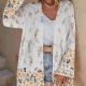 Wholesale Women's Casual Vintage Floral Print Long Sleeve Cardigan White Clothing Wholesale Market Liuhua