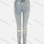 Wholesale Woman's Casual Plain Pockets Ripped Frayed Raw Hem Distressed Skinny Jeans preview