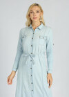 Wholesale Women's Plain Button Down Long Sleeve Midi Shirt Dress With Belt - Liuhuamall