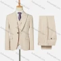 Wholesale Men's Business Lapel One Button Plain Flap Pockets Blazer Jacket & Waistcoat & Pants 3 Piece Set preview