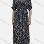 Wholesale Women's Casual Bateau Neck Puff Sleeve Dalmatian Print Midi Dress preview