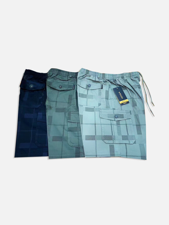 Men's Casual Allover Print Striped Drawstring Flap Pockets Shorts 506#, Clothing Wholesale Market -LIUHUA, MEN, Bottoms