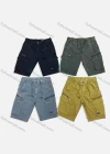 Wholesale Men's Casual Plain Zip Decor Drawstring Multiple Pockets Shorts 9386# - Liuhuamall