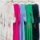 Wholesale Women's African Vintage V Neck Robe Floral Embroidery Lace Up Kaftan Dress White Clothing Wholesale Market Liuhua