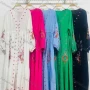 Wholesale Women's African Vintage V Neck Robe Floral Embroidery Lace Up Kaftan Dress preview