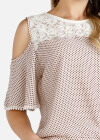 Wholesale Women's Summer Cold Shoulder Polka Dot Print Knot Front Top - Liuhuamall