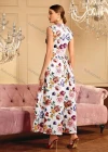 Wholesale Women's Casual Floral Print Round Neck Ruffle Hem Maxi Tank Dress - Liuhuamall