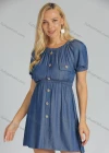 Wholesale Women's High Waist Crew Neck Short Sleeve Mini Dress - Liuhuamall