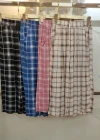 Wholesale Women's Casual Drawstring Plaid Print Pockets Wide Leg Pants - Liuhuamall