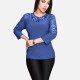 Women's Plus Size Elegant Sheer Embroidery Plain 3/4 Sleeve Blouse FA533# 144# Clothing Wholesale Market -LIUHUA
