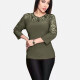 Women's Plus Size Elegant Sheer Embroidery Plain 3/4 Sleeve Blouse FA533# 146# Clothing Wholesale Market -LIUHUA