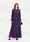 Wholesale Women's Chiffon Plain Decor Sleeve Bowknot Decor Maxi Dress With Belt - Liuhuamall