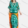 Wholesale Women's African Casual Scoop Neck Tie Dye Allover Print Maxi Dress With Turban BFX-34-789D2# preview
