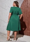 Wholesale Women's Plain Wrap V Neck Ruffle Sleeve Buttons Down Midi Dress With Belt AY240# - Liuhuamall