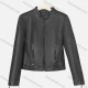 Wholesale Women's Casual Stand Collar Long Sleeve Zipper Plain Leather Biker Jacket Black Clothing Wholesale Market Liuhua