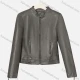 Wholesale Women's Casual Stand Collar Long Sleeve Zipper Plain Leather Biker Jacket Army Green Clothing Wholesale Market Liuhua