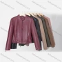 Wholesale Women's Casual Stand Collar Long Sleeve Zipper Plain Leather Biker Jacket preview