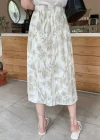 Wholesale Women's Casual Elastic Waist Floral Ruffle Hem Knee Length Skirt AY254# - Liuhuamall