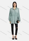 Wholesale Women's Collar Drop Shoulder Button Down Patch Pockets Sequin Decor Buckle Strap Cuff Distressed Tunic - Liuhuamall