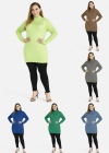 Wholesale Women's Plain Round Neck Long Sleeve Fitted Mid Length Pullover Sweater - Liuhuamall
