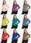Wholesale Women's Casual Round Neck Long Sleeve Rib-Knit Top - Liuhuamall