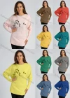 Wholesale Women's Flocking Leaf Rhinestone Round Neck Long Sleeve Pullover Knit Top - Liuhuamall
