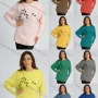 Wholesale Women's Flocking Leaf Rhinestone Round Neck Long Sleeve Pullover Knit Top preview