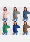 Wholesale Women's Round Neck Long Sleeve Flocking Heart Rhinestone Pullover Knit Top - Liuhuamall