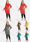 Wholesale Women's Round Neck Long Sleeve Knee Length Rib-Knit Dress - Liuhuamall