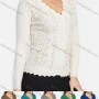 Wholesale Women's Elegant Long Sleeve Wave Trim Rhinestone Geometric Texture Button Down Cardigan preview