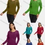 Wholesale Women's Casual Round Neck Long Sleeve Mesh Rhinestone Pain Top preview