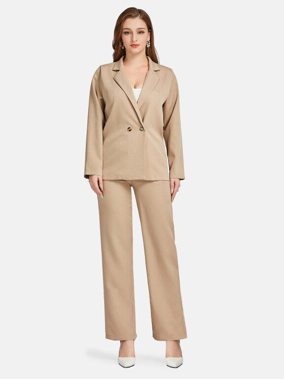 Women's Formal Lapel Long Sleeve Plain Wrap Suit Jackets 2-piece Set, Clothing Wholesale Market -LIUHUA, WOMEN, Suits-Blazers