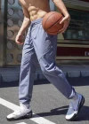 Wholesale Men's Sporty Plain Drawstring 100%Cotton Patch Pocket Elastic Waist Sweatpants K001# - Liuhuamall