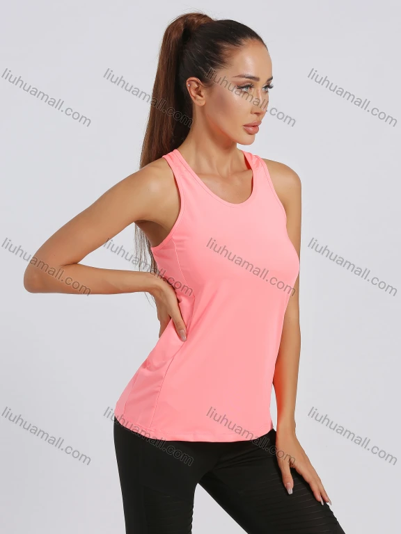Wholesale Women's Sporty Scoop Neck Plain Quick-dry Breathable Athletic Racerback Tank Top