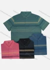Wholesale Men's Casual Striped Patch Pocket Short Sleeve Polo Shirt - Liuhuamall