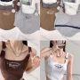 Wholesale Women's Casual Letter Print Curved Hem Ring Crop Cami Top preview