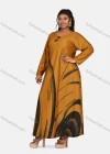Wholesale Women's Vintage Plus Size Long Sleeve Abstract Print Maxi Dress - Liuhuamall