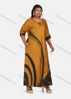 Wholesale Women's Vintage Plus Size Long Sleeve Abstract Print Maxi Dress - Liuhuamall