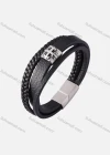 Wholesale Genuine Leather Stainless Steel Woven Bracelet SP0448# - Liuhuamall