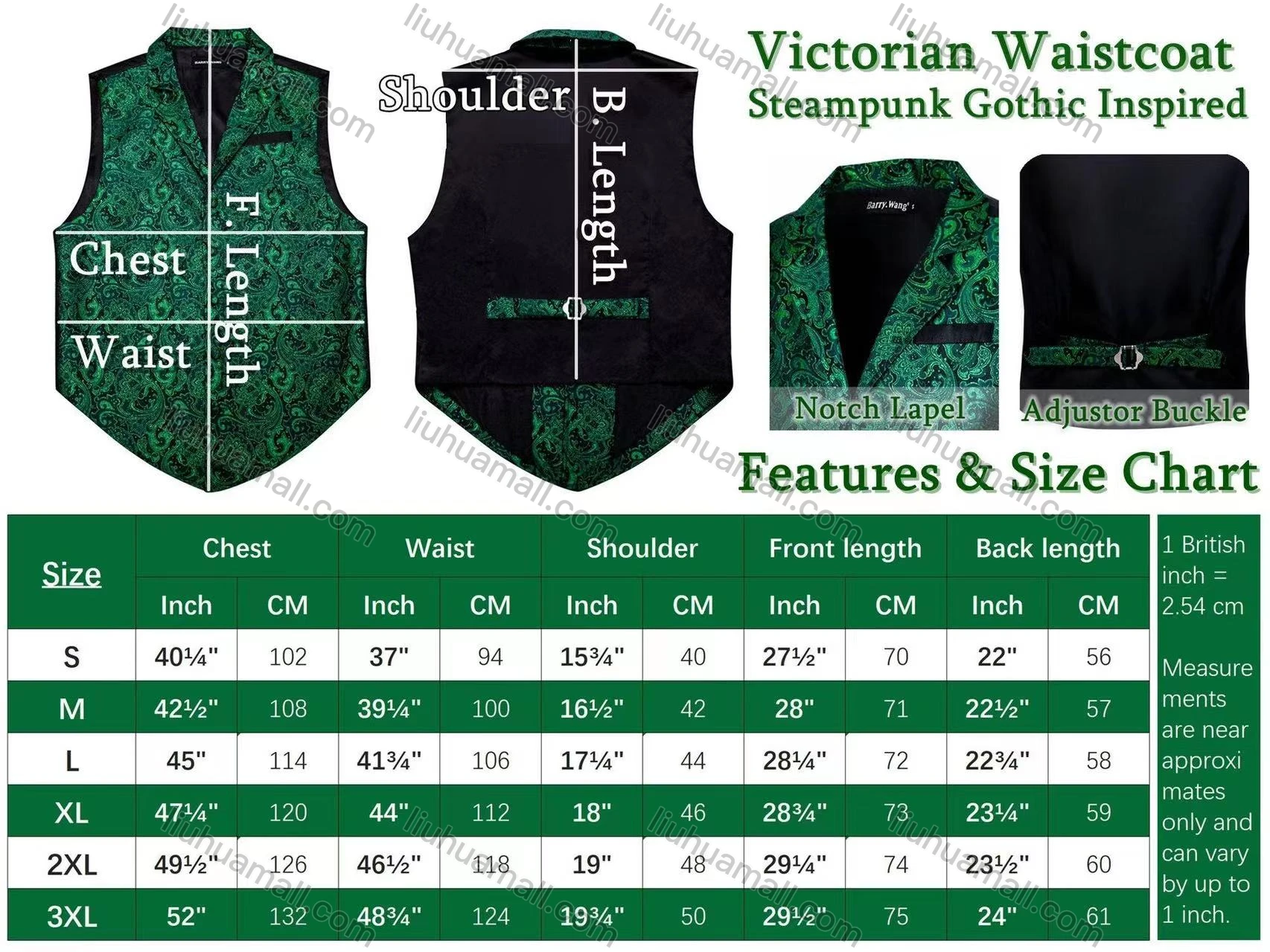 Wholesale Men's Vintage Lapel Single Breasted Embroidered Silky Waistcoat