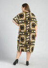 Wholesale Women's Round Neck Short Sleeve Folkloric Print Plus Midi Dress - Liuhuamall