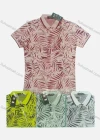 Wholesale Men's Casual Leaf Print Short Sleeve Polo Shirt - Liuhuamall