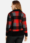 Wholesale Women's Button Front Plaid Collared Casual Knitted Coat With Patch Pocket - Liuhuamall